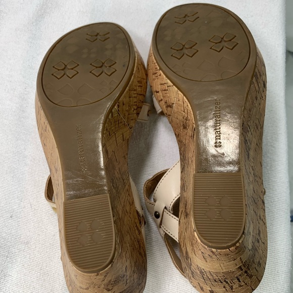 Naturalizer Wedge Beaded‎ Sandal N5 Comfort Cream Off White Cork Size 9.5 - Picture 5 of 8